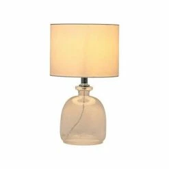 OneWorld - Round Glass Lamp With White Shade