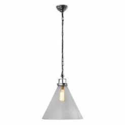OneWorld - Glass Pendant Large Nickel 37cm