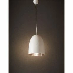 Emac & Lawton - Dolce Beaten Wht Silver Hanging Lamp