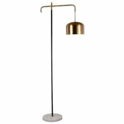 Cafe Lighting - Ramsay White Marble Floor Lamp Brass