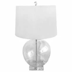 OneWorld - Glass Urn Lamp W/White Linen Shade 28cm