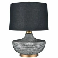 OneWorld - Amira Blue Bubble Ceramic Lamp W/Black Linen Shade