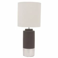 Dasch - Zane Concrete Table Lamp Silver Trim Drum Shade