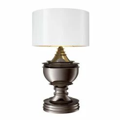 Vandenberg - Table Lamp Silom Black/Nickel W/White Shade