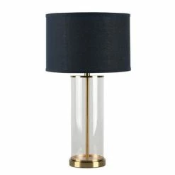 Cafe Lighting - Left Bank Table Lamp Brass W Navy Shade