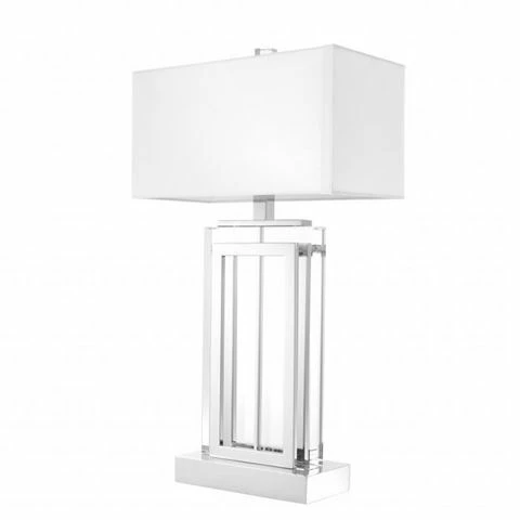 Vandenberg - Table Lamp Arlington Crystal Nickel W/Wht Shade